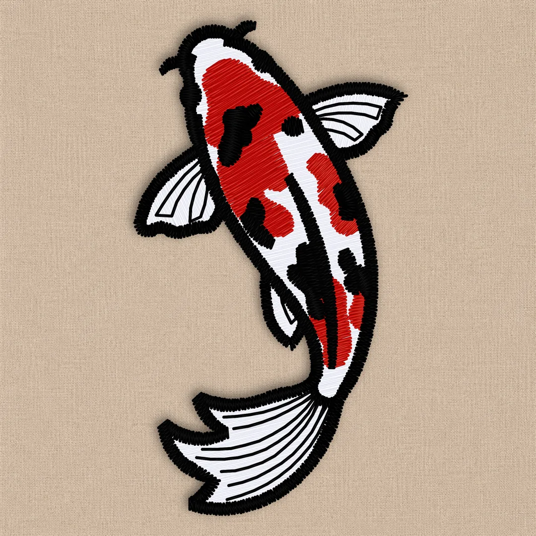 Koi-Stickmotiv gerendert im Stil B